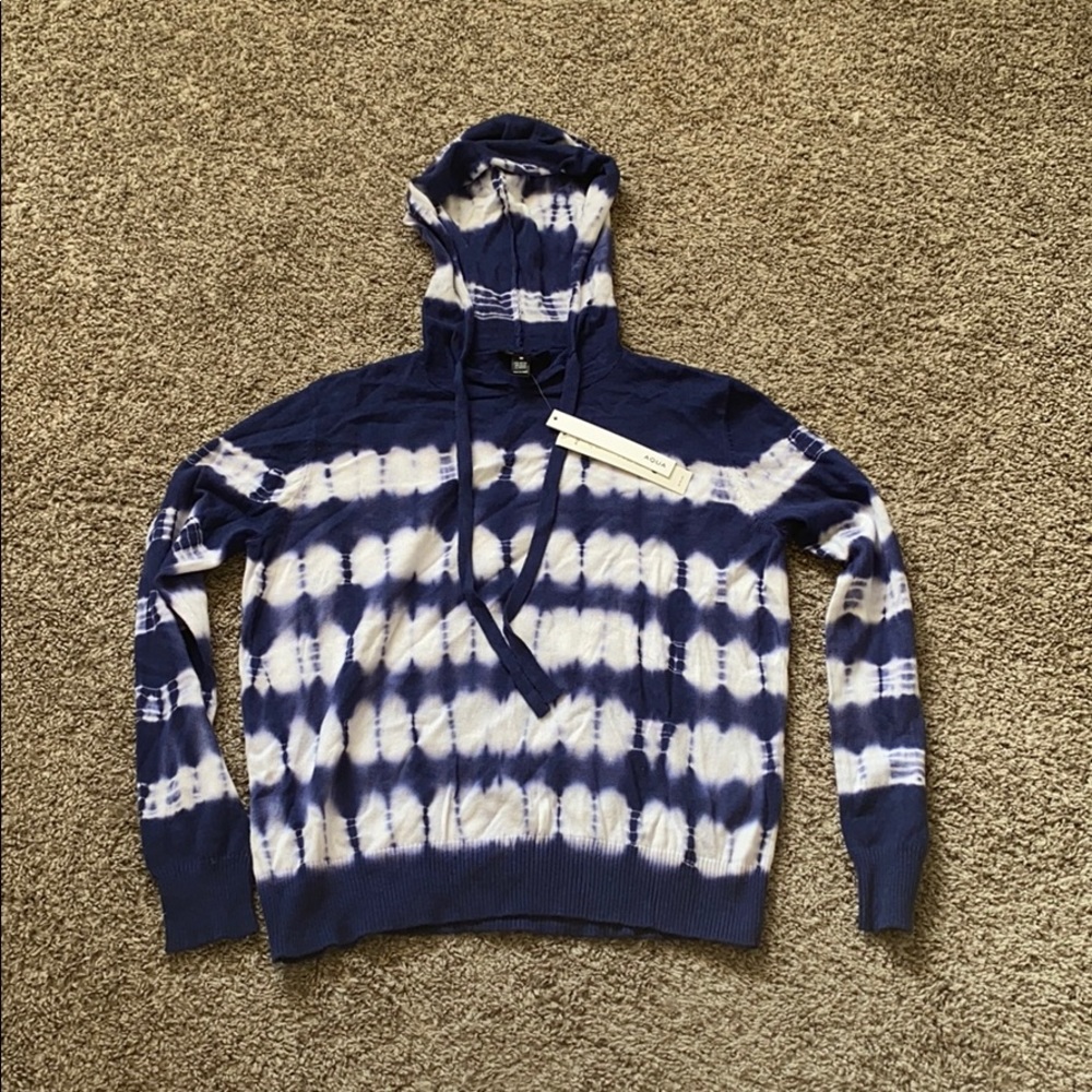 Aqua blue and white tie dye sweater
